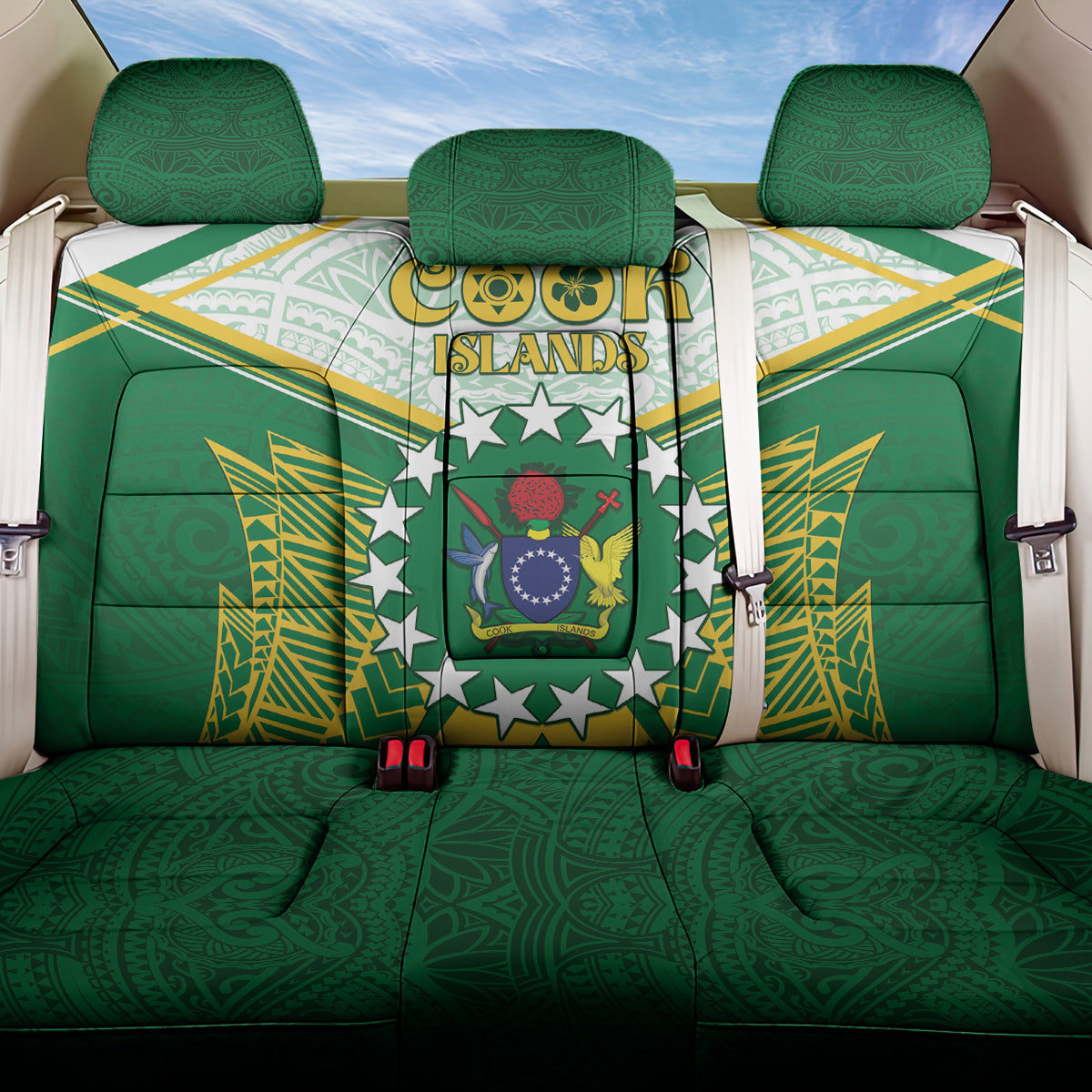 Cook Islands Ra o te Ui Ariki Back Car Seat Cover Polynesian Pattern LT05 One Size Green - Polynesian Pride