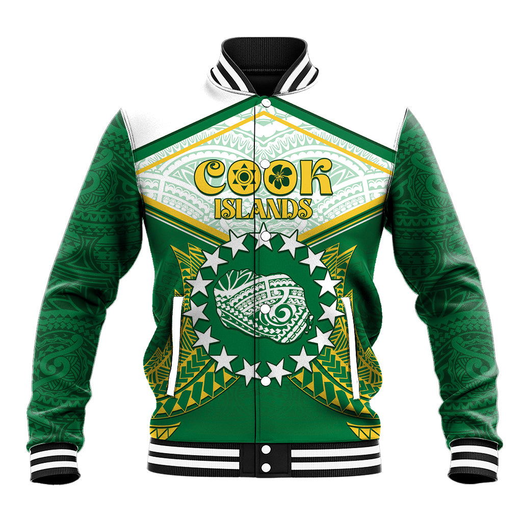 Personalised Cook Islands Ra o te Ui Ariki Baseball Jacket Polynesian Pattern LT05 Unisex Green - Polynesian Pride