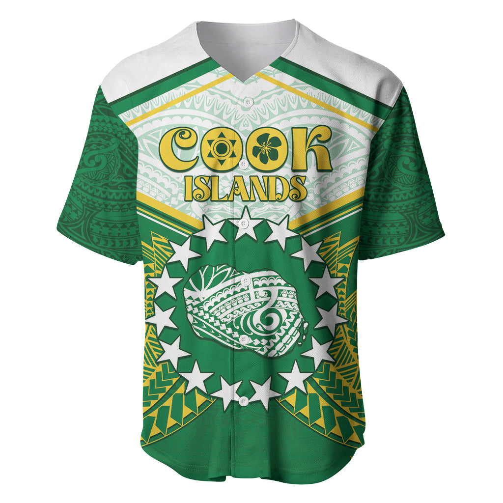 Personalised Cook Islands Ra o te Ui Ariki Baseball Jersey Polynesian Pattern LT05 Green - Polynesian Pride