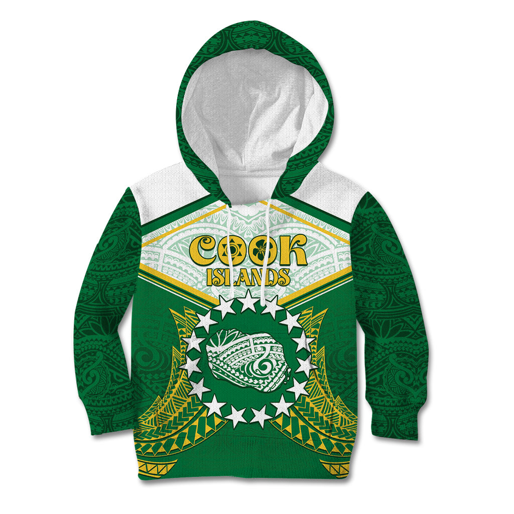 Personalised Cook Islands Ra o te Ui Ariki Kid Hoodie Polynesian Pattern LT05 Hoodie Green - Polynesian Pride