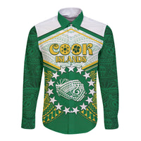 Personalised Cook Islands Ra o te Ui Ariki Long Sleeve Button Shirt Polynesian Pattern LT05 Unisex Green - Polynesian Pride