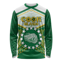 Personalised Cook Islands Ra o te Ui Ariki Long Sleeve Shirt Polynesian Pattern LT05 Unisex Green - Polynesian Pride
