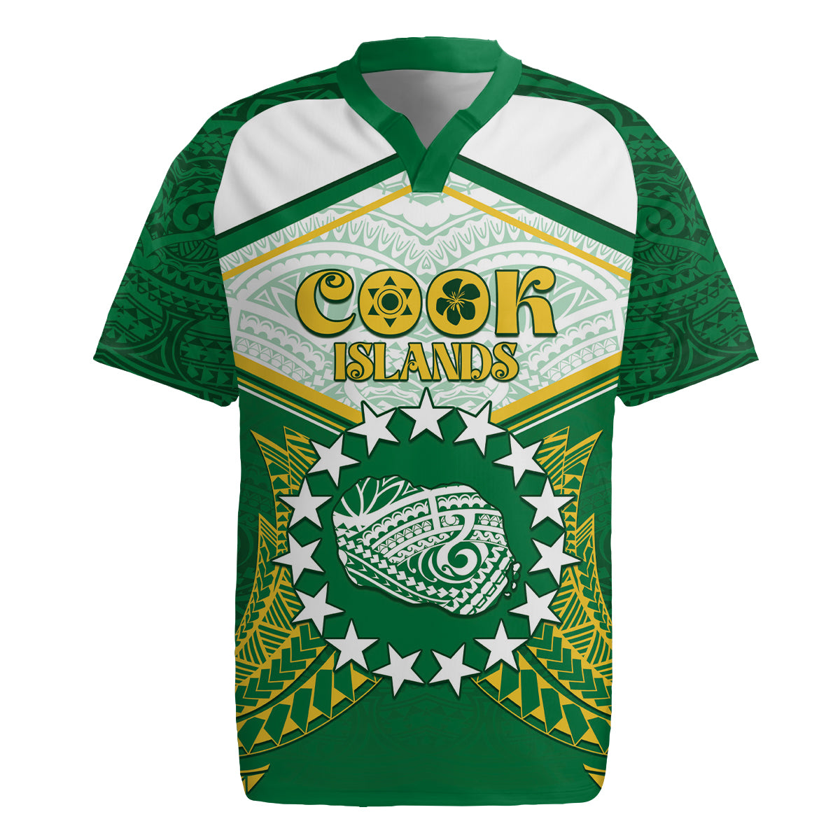 Personalised Cook Islands Ra o te Ui Ariki Rugby Jersey Polynesian Pattern LT05 Green - Polynesian Pride