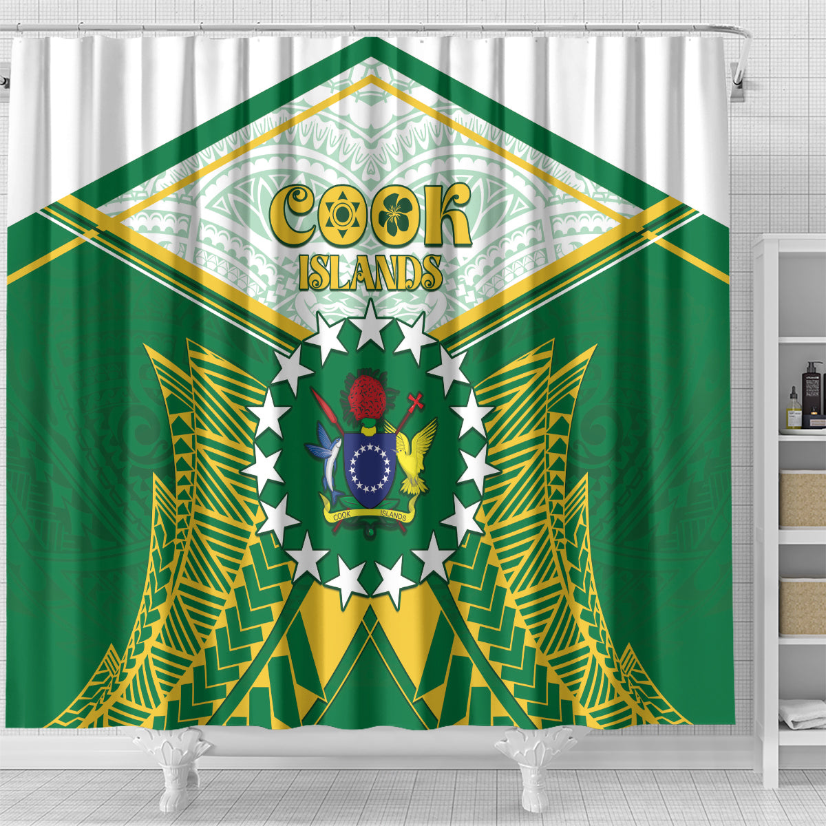 Cook Islands Ra o te Ui Ariki Shower Curtain Polynesian Pattern LT05 - Polynesian Pride