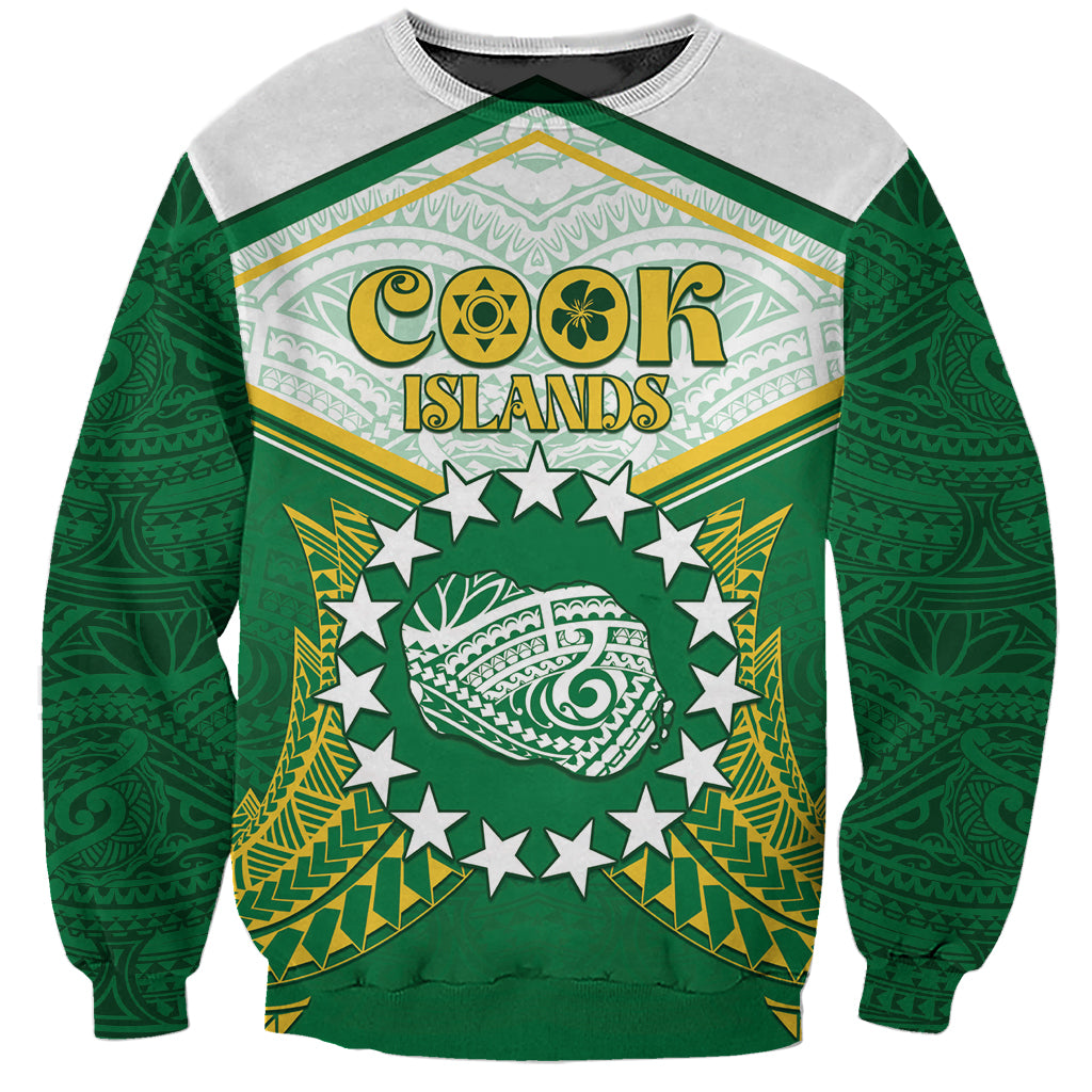 Personalised Cook Islands Ra o te Ui Ariki Sweatshirt Polynesian Pattern LT05 Unisex Green - Polynesian Pride