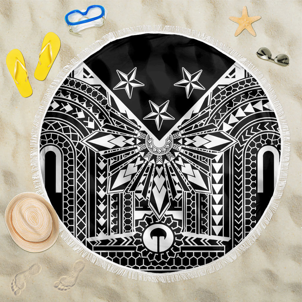 Black Philippines Sun Star Beach Blanket Igorot Tribal Inspiration LT05 One Size 150cm Black - Polynesian Pride