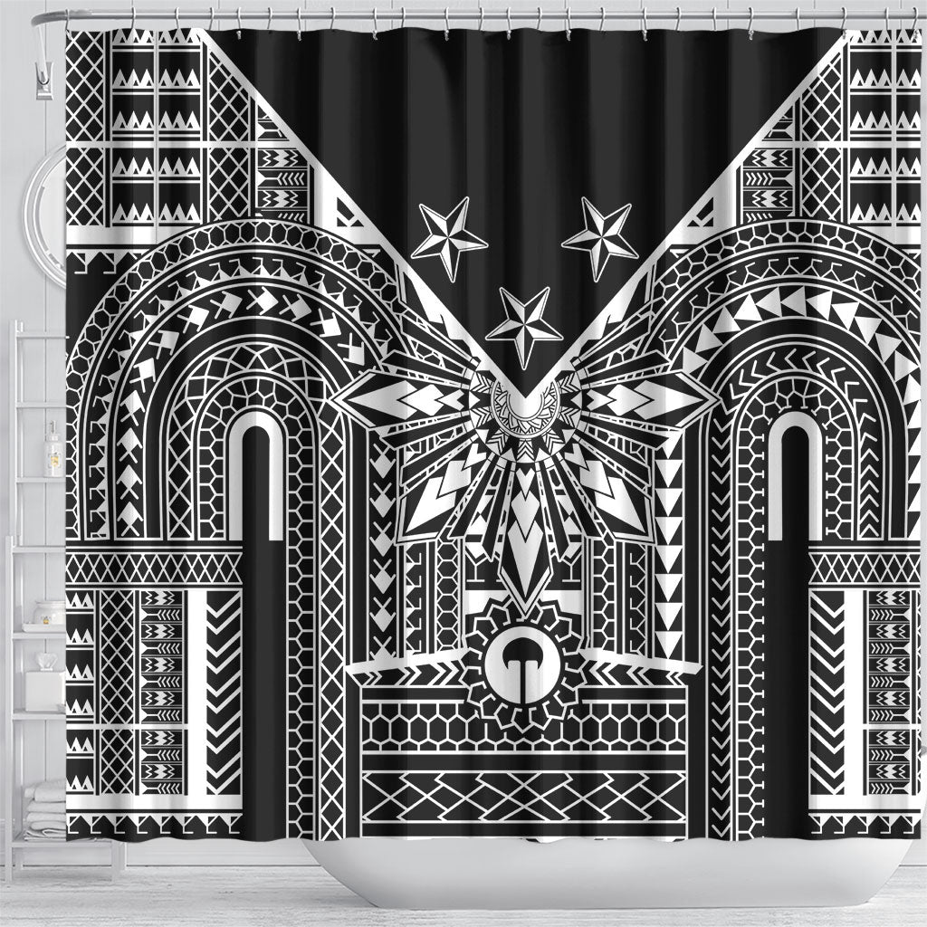 Black Philippines Sun Star Shower Curtain Igorot Tribal Inspiration LT05 - Polynesian Pride