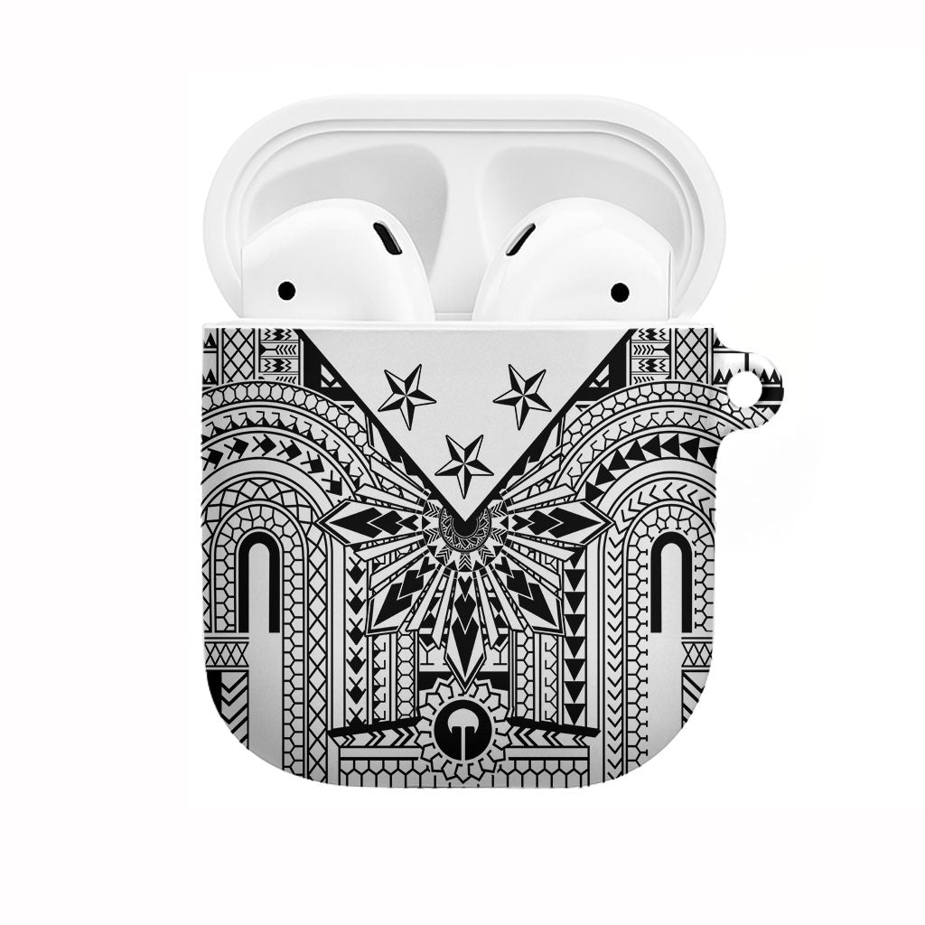 White Philippines Sun Star AirPods Case Igorot Tribal Inspiration LT05 White - Polynesian Pride