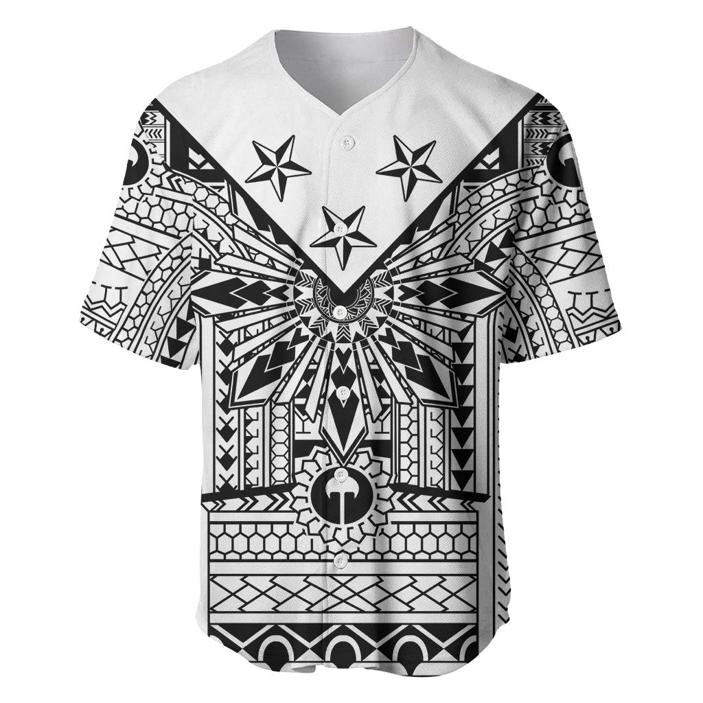 White Philippines Sun Star Baseball Jersey Igorot Tribal Inspiration LT05 White - Polynesian Pride