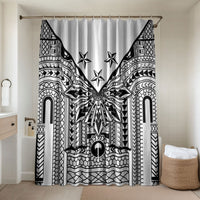 White Philippines Sun Star Bathroom Set Igorot Tribal Inspiration LT05 Shower Curtain Only White - Polynesian Pride