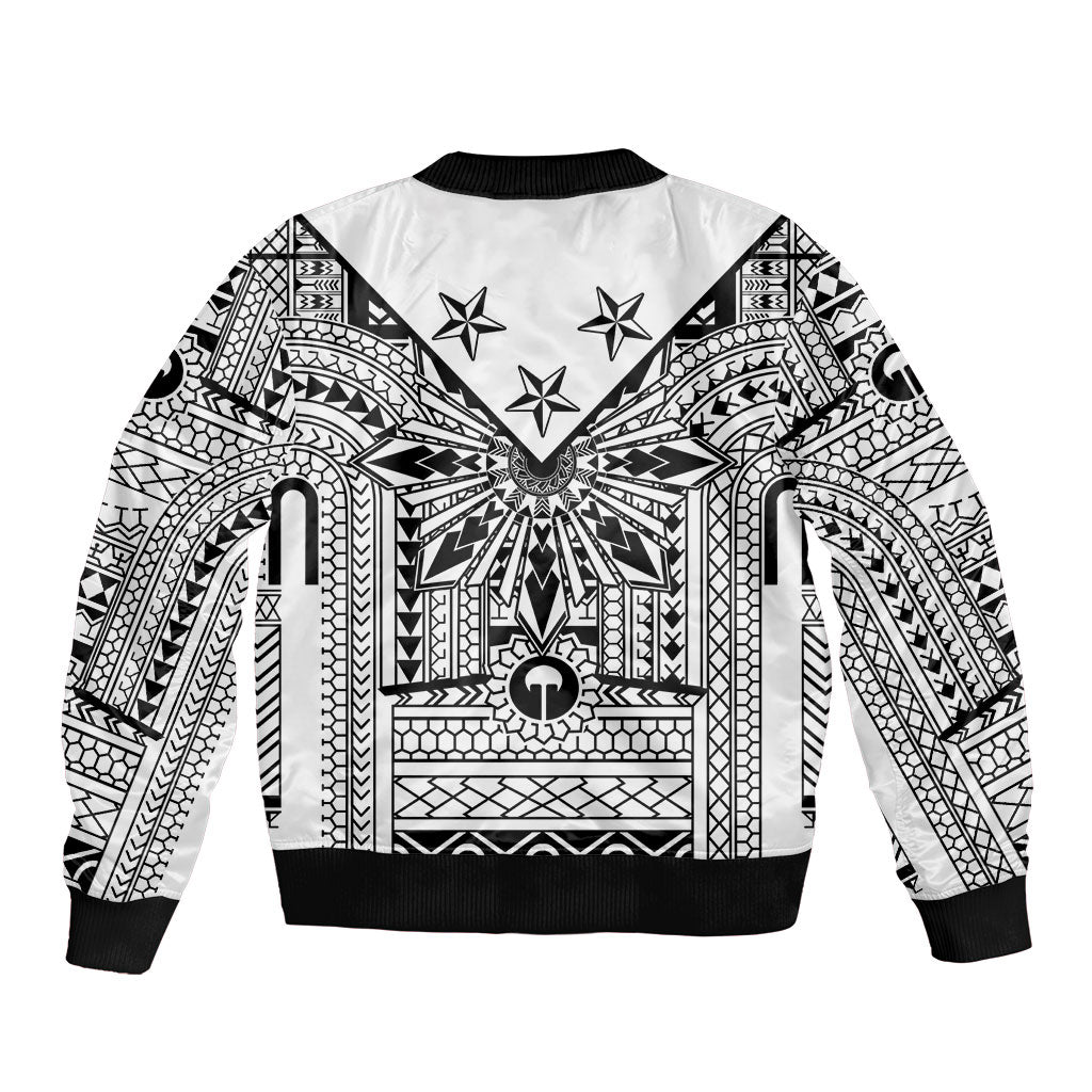White Philippines Sun Star Bomber Jacket Igorot Tribal Inspiration LT05 - Polynesian Pride