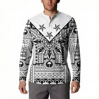 White Philippines Sun Star Button Sweatshirt Igorot Tribal Inspiration LT05 - Polynesian Pride