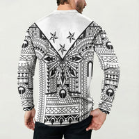 White Philippines Sun Star Button Sweatshirt Igorot Tribal Inspiration LT05 - Polynesian Pride