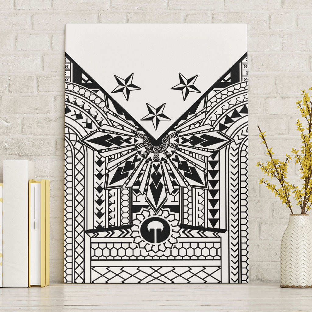 White Philippines Sun Star Canvas Wall Art Igorot Tribal Inspiration LT05 Without Frame White - Polynesian Pride