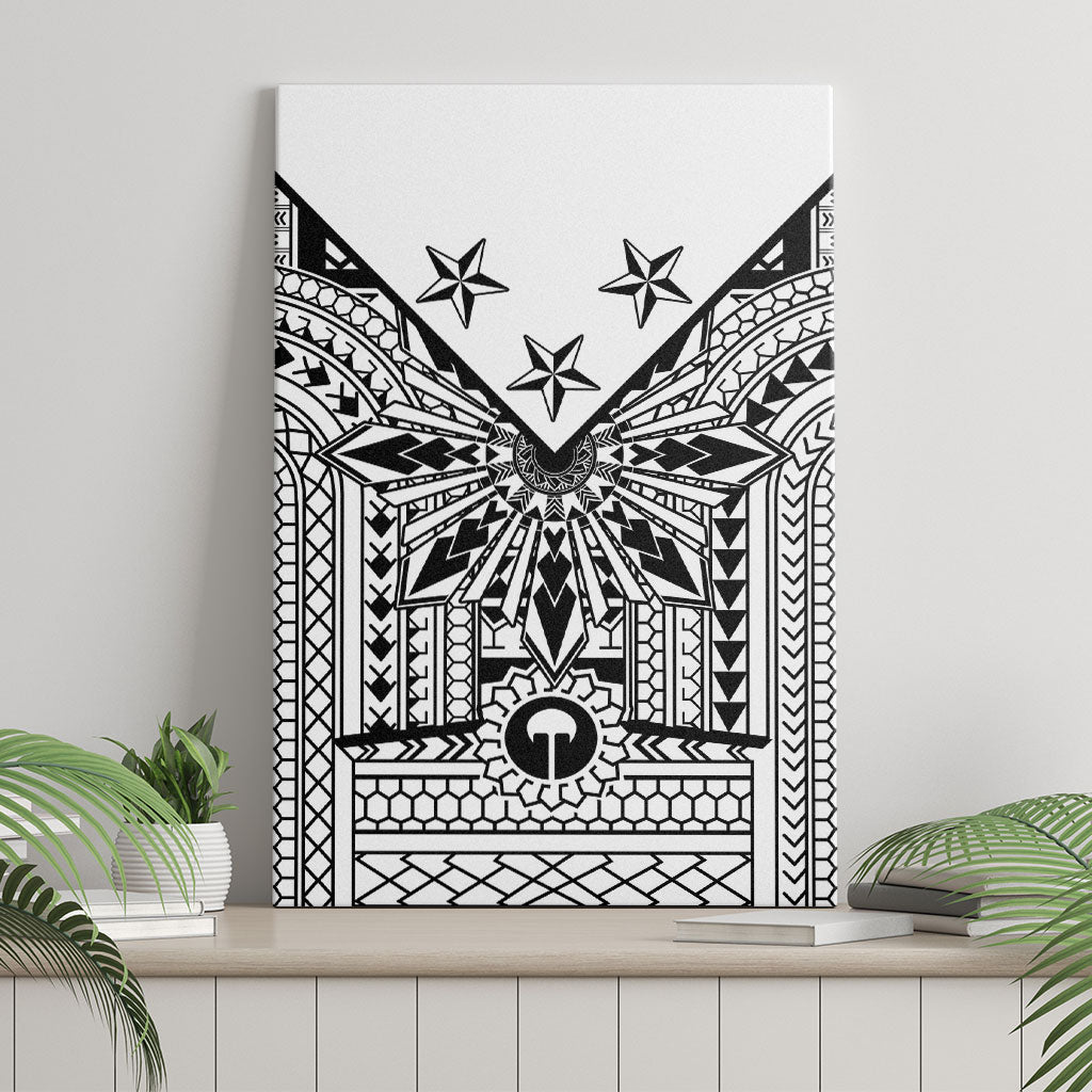 White Philippines Sun Star Canvas Wall Art Igorot Tribal Inspiration LT05 - Polynesian Pride
