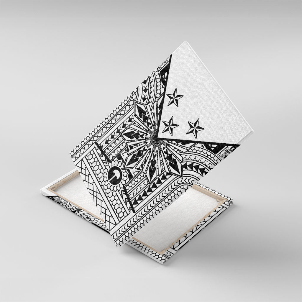 White Philippines Sun Star Canvas Wall Art Igorot Tribal Inspiration LT05 With Frame White - Polynesian Pride