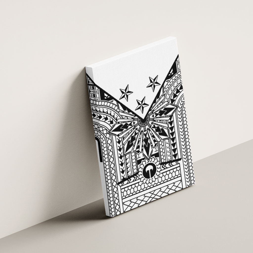 White Philippines Sun Star Canvas Wall Art Igorot Tribal Inspiration LT05 - Polynesian Pride