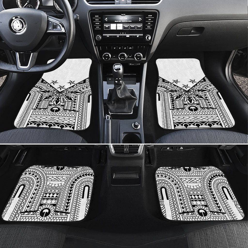 White Philippines Sun Star Car Mats Igorot Tribal Inspiration LT05 Set 4pcs White - Polynesian Pride