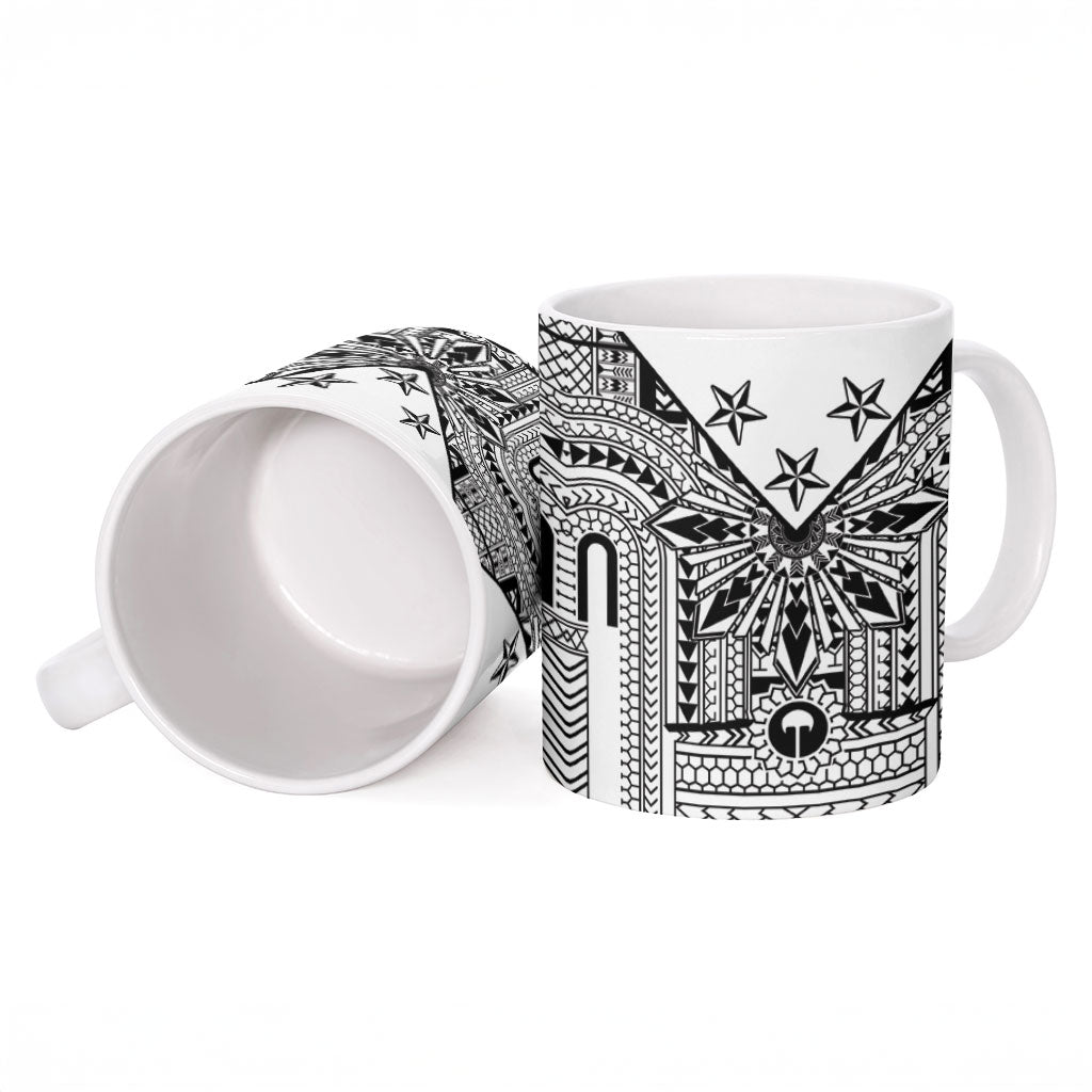 White Philippines Sun Star Ceramic Mug Igorot Tribal Inspiration LT05 - Polynesian Pride