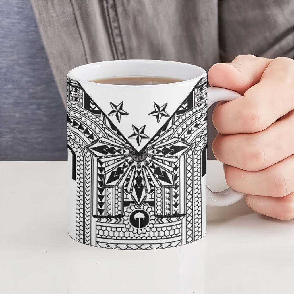 White Philippines Sun Star Ceramic Mug Igorot Tribal Inspiration LT05 - Polynesian Pride