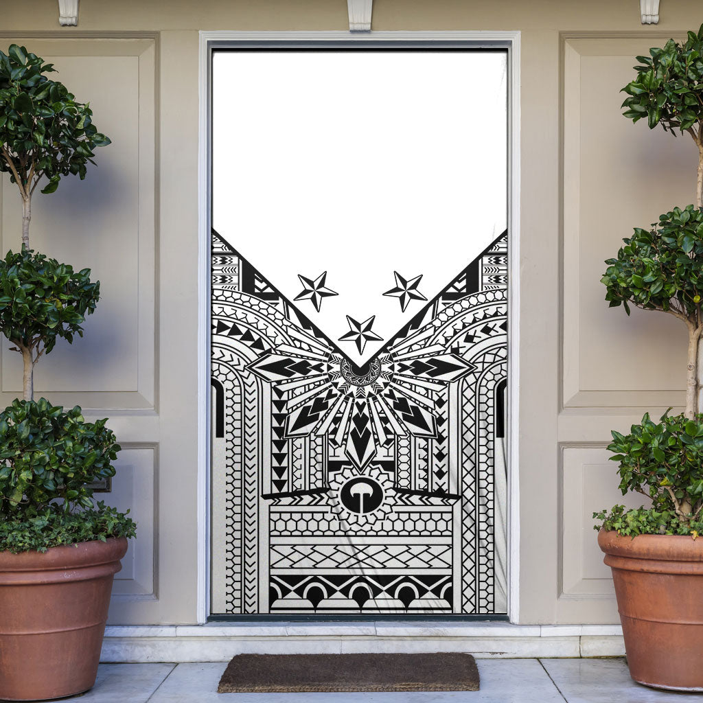 White Philippines Sun Star Door Cover Igorot Tribal Inspiration LT05 White - Polynesian Pride