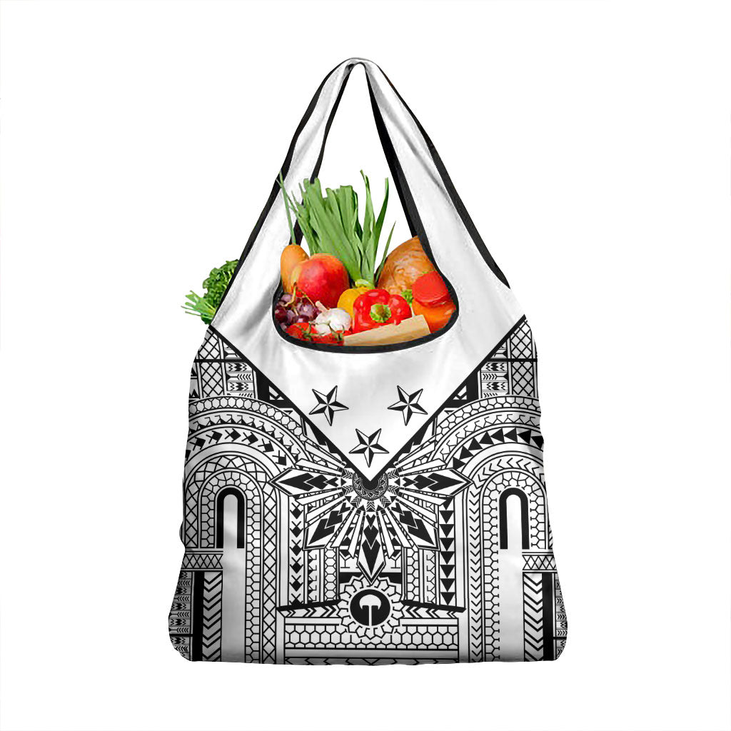 White Philippines Sun Star Grocery Bag Igorot Tribal Inspiration LT05 1-pack One Size White - Polynesian Pride