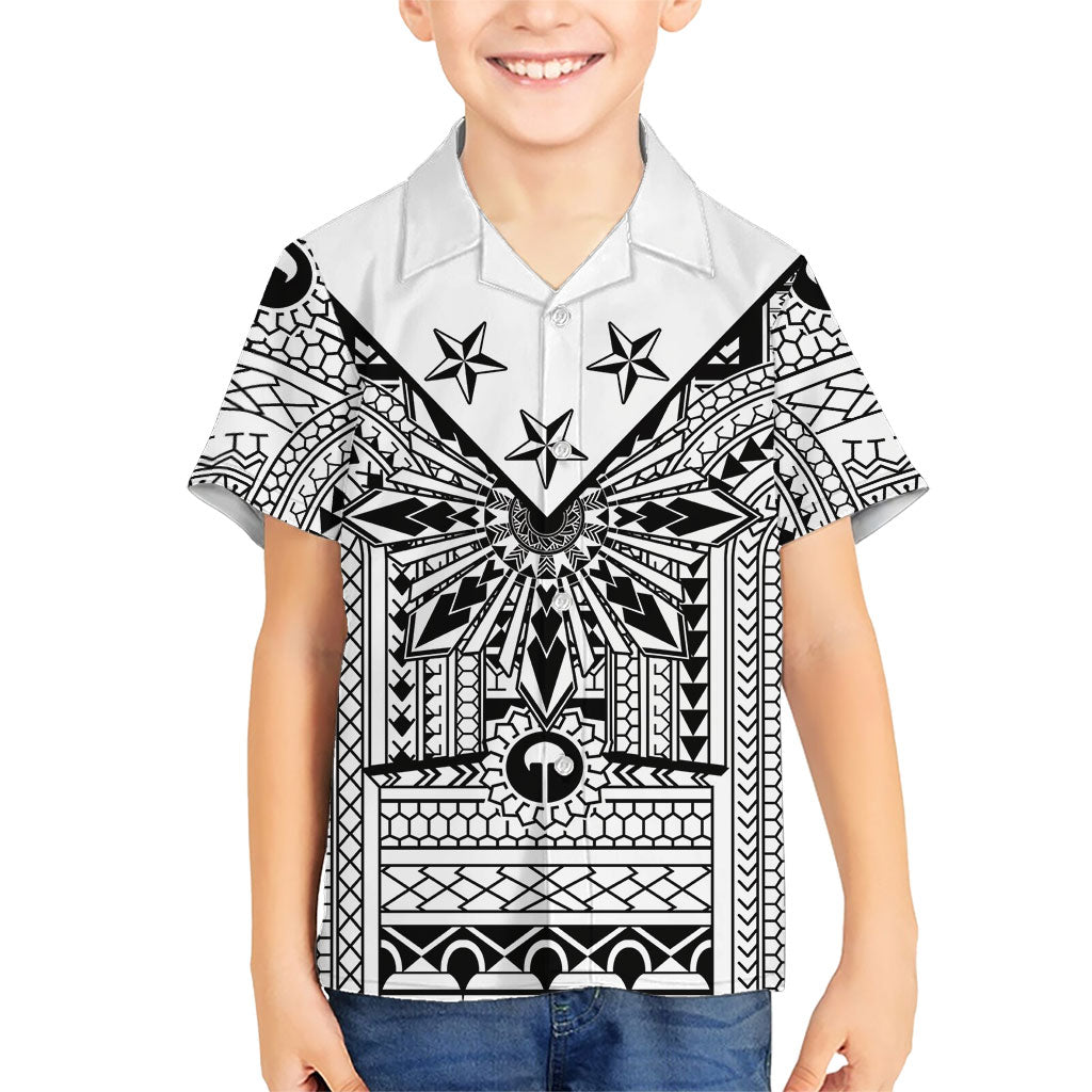White Philippines Sun Star Kid Hawaiian Shirt Igorot Tribal Inspiration LT05 Kid White - Polynesian Pride