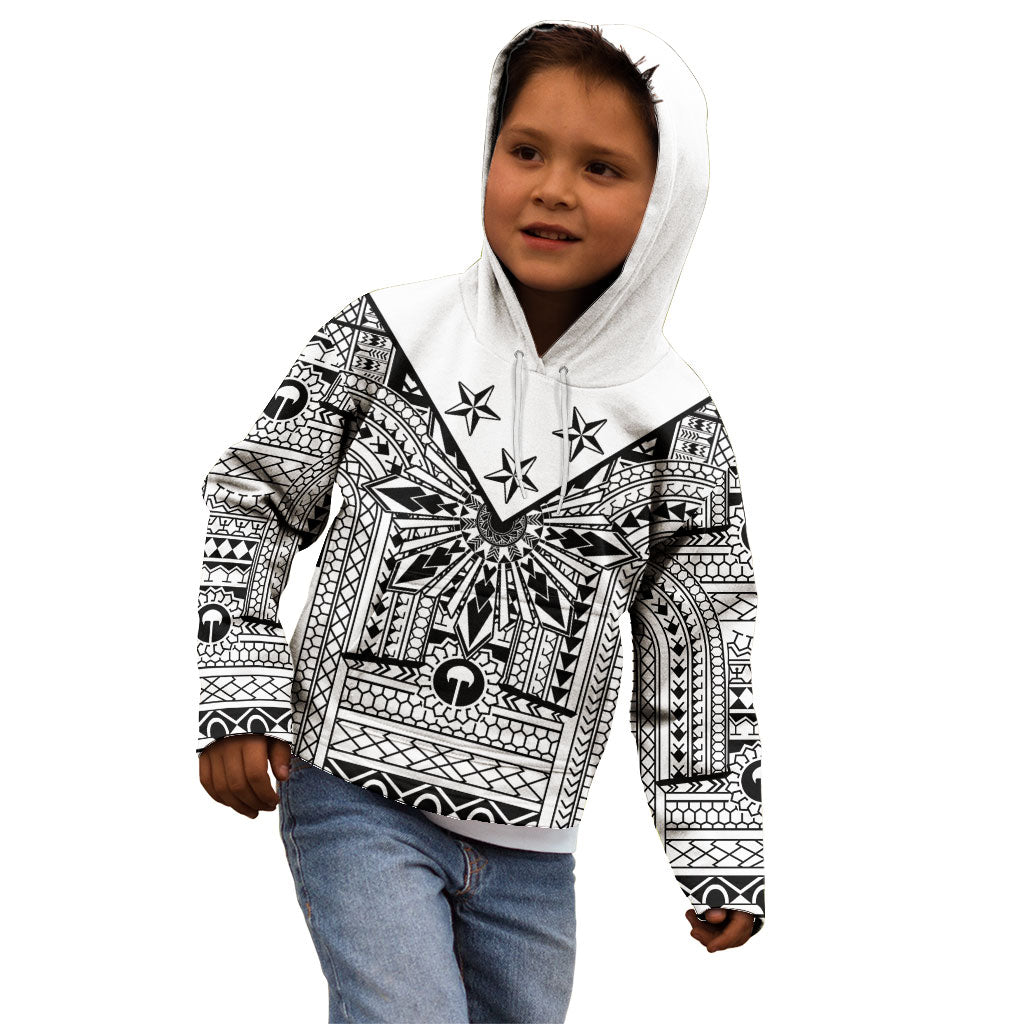 White Philippines Sun Star Kid Hoodie Igorot Tribal Inspiration LT05 - Polynesian Pride