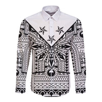 White Philippines Sun Star Long Sleeve Button Shirt Igorot Tribal Inspiration LT05 Unisex White - Polynesian Pride