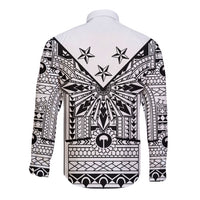 White Philippines Sun Star Long Sleeve Button Shirt Igorot Tribal Inspiration LT05 - Polynesian Pride