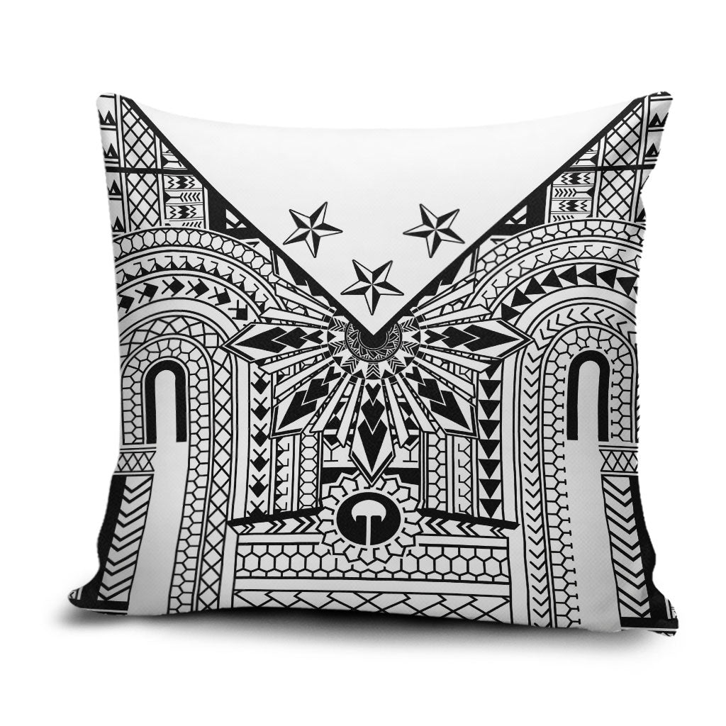White Philippines Sun Star Pillow Cover Igorot Tribal Inspiration LT05 White - Polynesian Pride