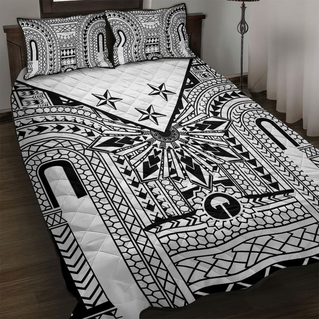 White Philippines Sun Star Quilt Bed Set Igorot Tribal Inspiration LT05 White - Polynesian Pride