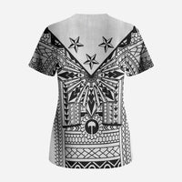 White Philippines Sun Star Scrub Top Igorot Tribal Inspiration LT05 - Polynesian Pride
