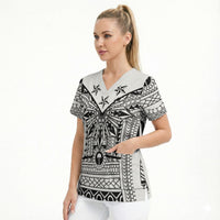 White Philippines Sun Star Scrub Top Igorot Tribal Inspiration LT05 - Polynesian Pride