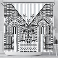 White Philippines Sun Star Shower Curtain Igorot Tribal Inspiration LT05 - Polynesian Pride