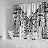 White Philippines Sun Star Shower Curtain Igorot Tribal Inspiration LT05 - Polynesian Pride