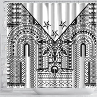 White Philippines Sun Star Shower Curtain Igorot Tribal Inspiration LT05 - Polynesian Pride