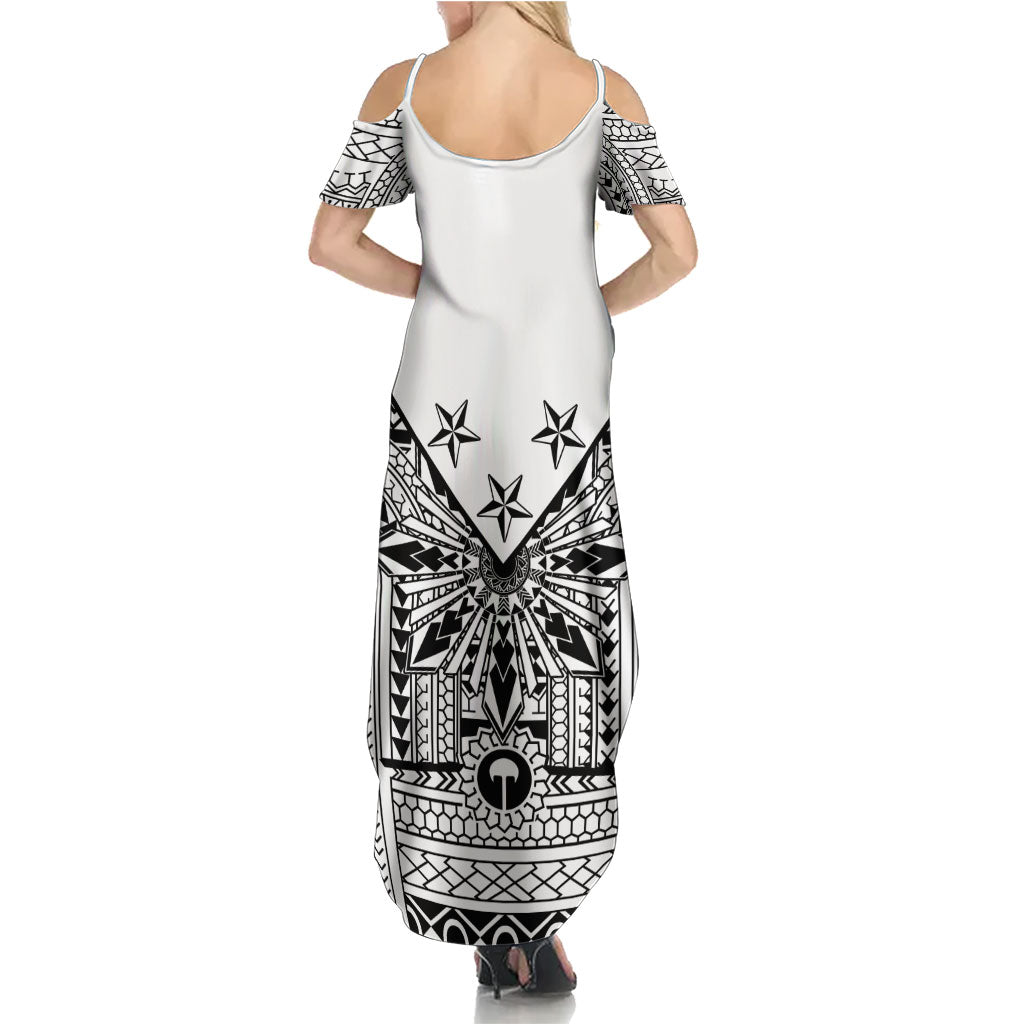 White Philippines Sun Star Summer Maxi Dress Igorot Tribal Inspiration LT05 - Polynesian Pride