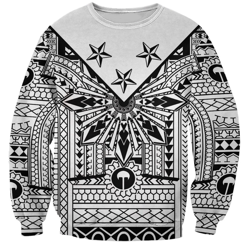 White Philippines Sun Star Sweatshirt Igorot Tribal Inspiration LT05 Unisex White - Polynesian Pride