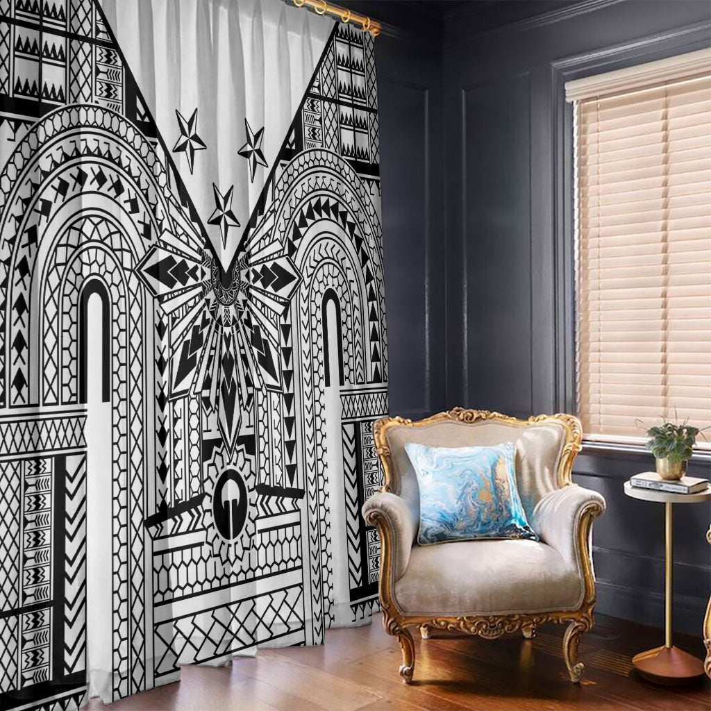 White Philippines Sun Star Window Curtain Igorot Tribal Inspiration LT05 - Polynesian Pride
