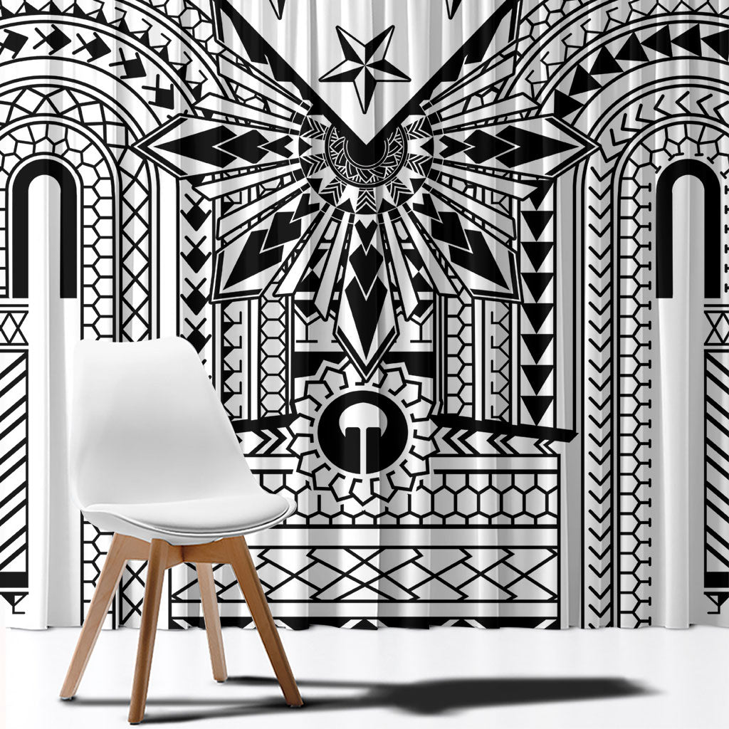White Philippines Sun Star Window Curtain Igorot Tribal Inspiration LT05 - Polynesian Pride