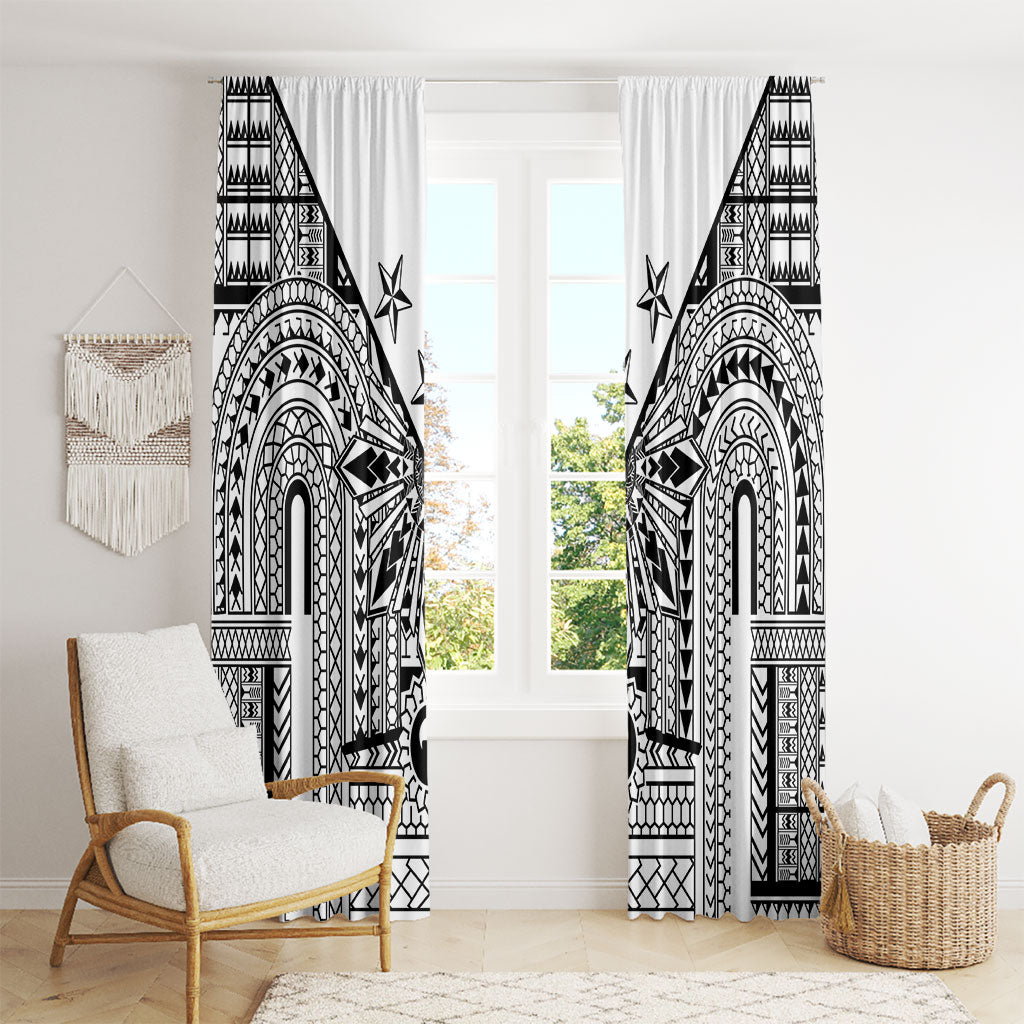 White Philippines Sun Star Window Curtain Igorot Tribal Inspiration LT05 - Polynesian Pride