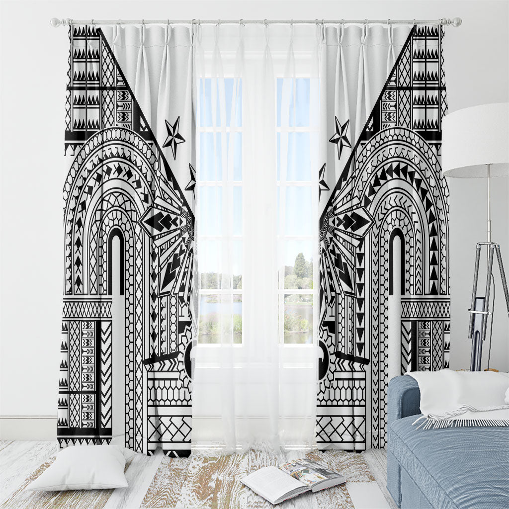White Philippines Sun Star Window Curtain Igorot Tribal Inspiration LT05 - Polynesian Pride