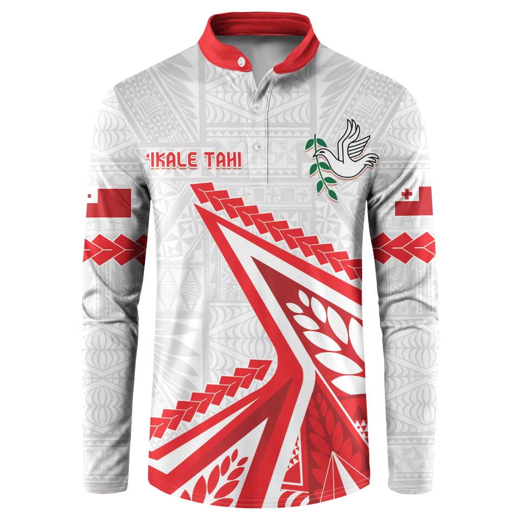 Custom Tonga Rugby 2024 Pacific Button Sweatshirt Go Ikale Tahi LT05 White - Polynesian Pride