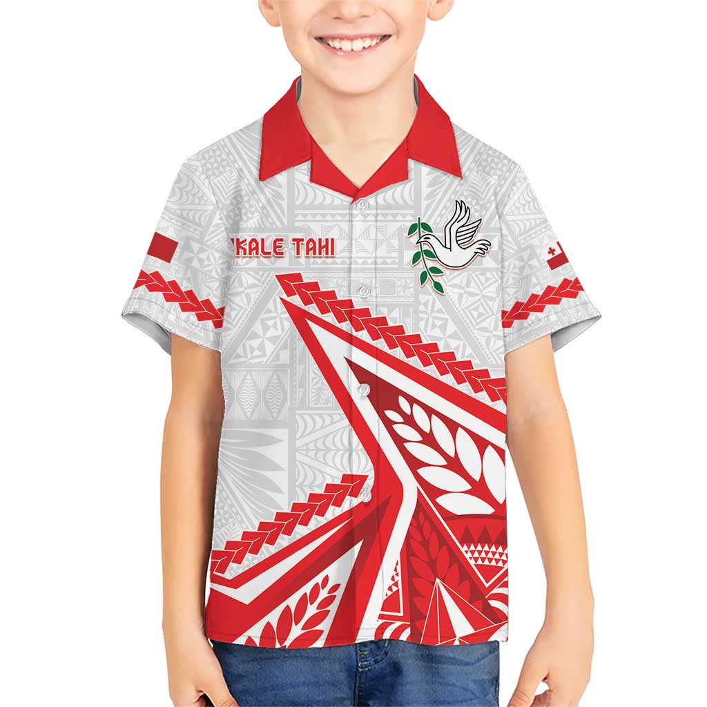 Custom Tonga Rugby 2024 Pacific Kid Hawaiian Shirt Go Ikale Tahi LT05 Kid White - Polynesian Pride