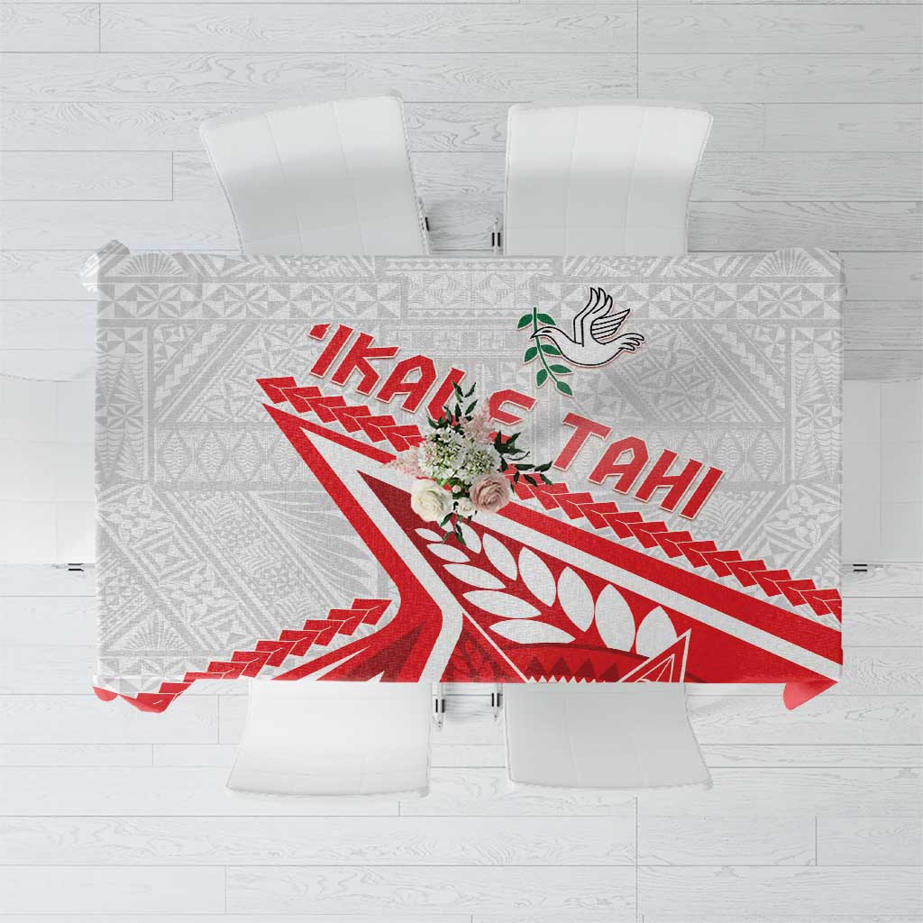 Tonga Rugby 2024 Pacific Tablecloth Go Ikale Tahi LT05 White - Polynesian Pride
