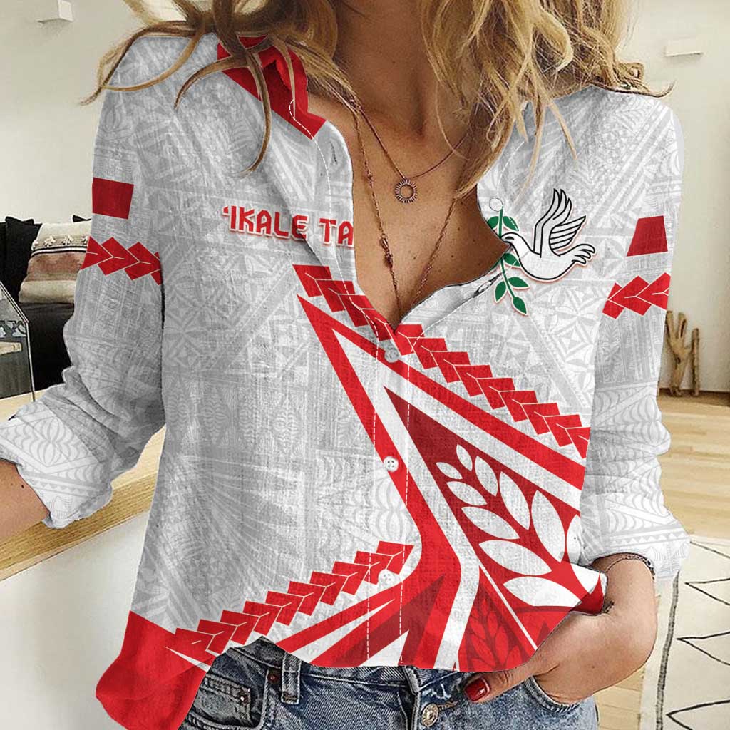 Custom Tonga Rugby 2024 Pacific Women Casual Shirt Go Ikale Tahi LT05 Female White - Polynesian Pride