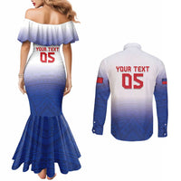 Custom Samoa Rugby 2024 Pacific Couples Matching Mermaid Dress and Long Sleeve Button Shirt Go Manu Samoa LT05 - Polynesian Pride