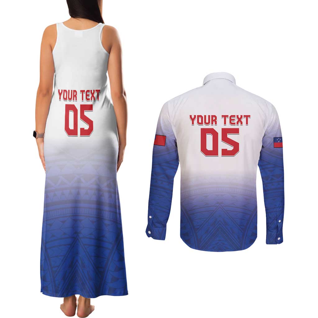 Custom Samoa Rugby 2024 Pacific Couples Matching Tank Maxi Dress and Long Sleeve Button Shirt Go Manu Samoa LT05 - Polynesian Pride