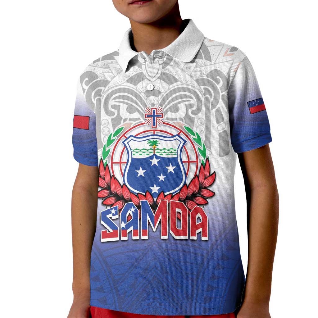 Custom Samoa Rugby 2024 Pacific Kid Polo Shirt Go Manu Samoa LT05 Kid Blue - Polynesian Pride